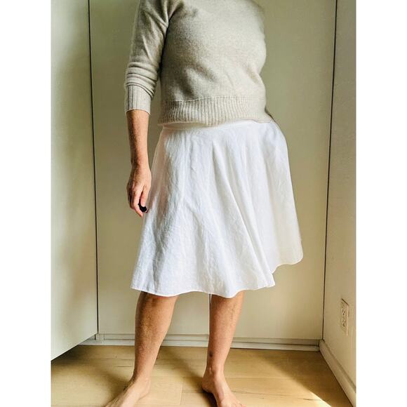 90s Lauren RL Off White Linen A Line skirt Size 2 Drop Waist Layering Classic - Picture 1 of 11